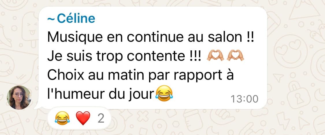 Musique en continu au salon ! Je suis trop contente 🫶🫶 ! Choix au matin par rapport à l'humeur du jour